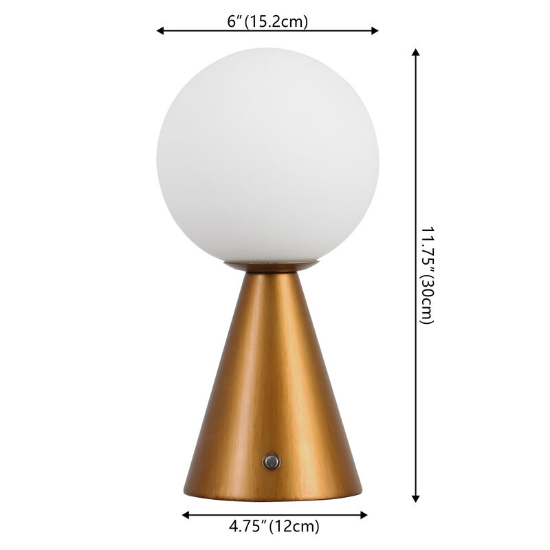 Macie 11.75" Modern Minimalist Globe Rechargeable/Cordless Dimmable Integrated LED Table Lamp with Touch Sensor