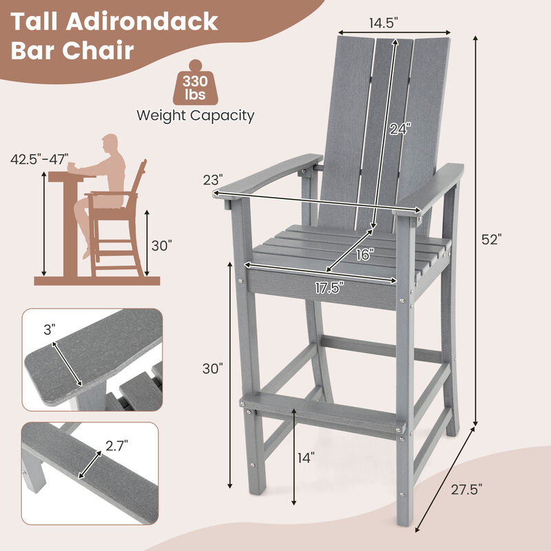 Adirondack Outdoor Bar Stool with Ergonomic Backrest &ndash; Comfortable Patio Seating