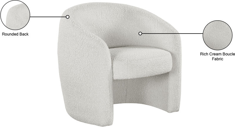 Meridian Furniture Acadia Cream Boucle Fabric Accent Chair image number 7