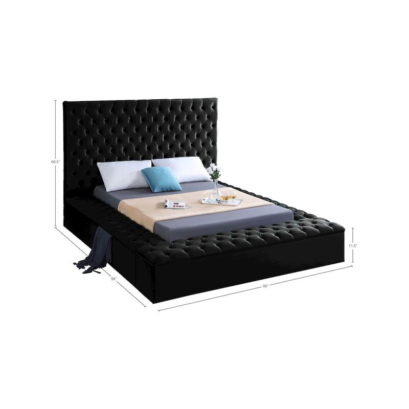 Meridian Furniture Bliss Black Velvet King Bed
