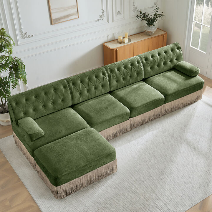 Gabwi 135" L Shaped Velvet Sectional