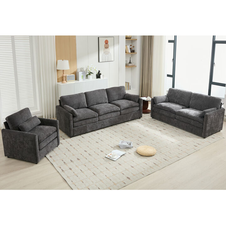 Merax Cozy Chenille Upholstered Sofa Set
