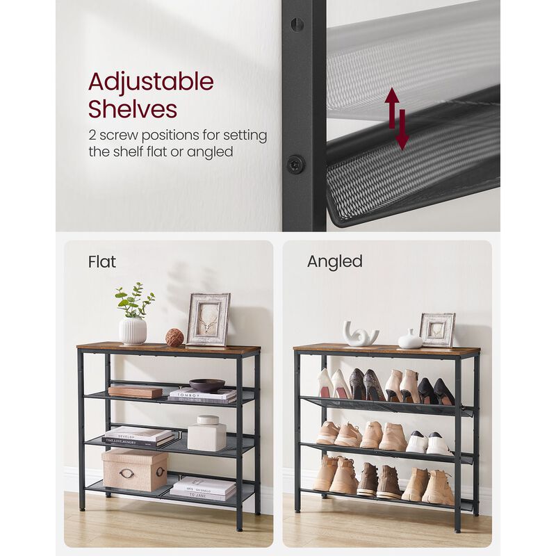 4-Tier Shoe Rack for Compact Storage and Easy Organization