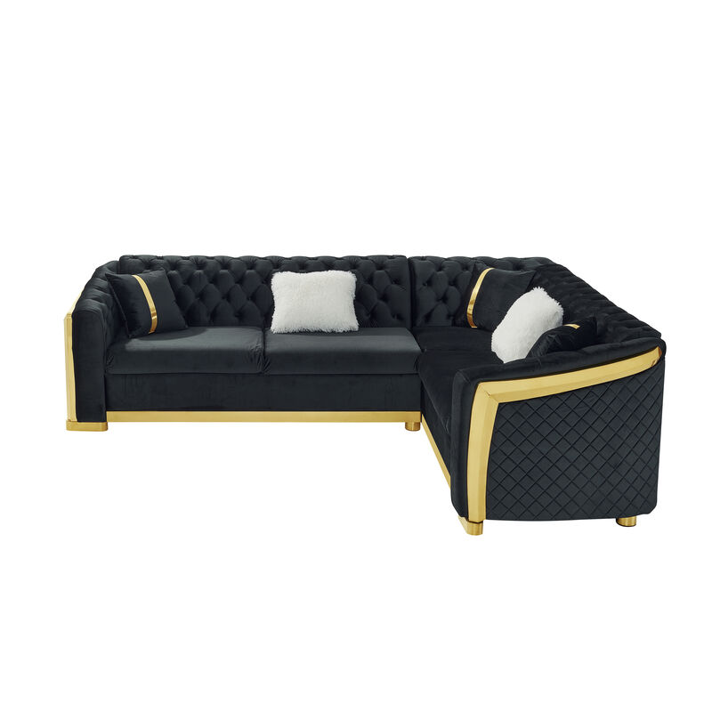 Sezup L-Shaped Chesterfield Sectional Sofa image number 3