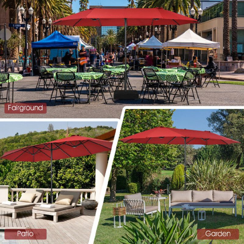 Double-Sided Patio Umbrella with 12-Rib Structure for Extra Stability image number 2