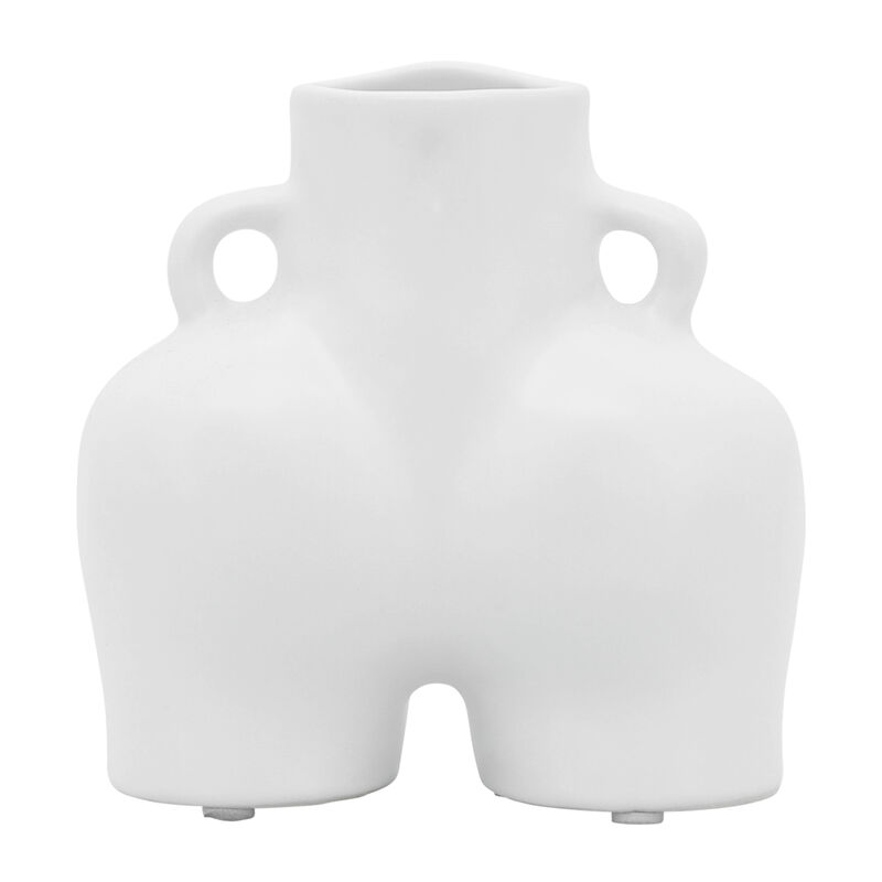 Cer, 6" Half Body Vase, White image number 4