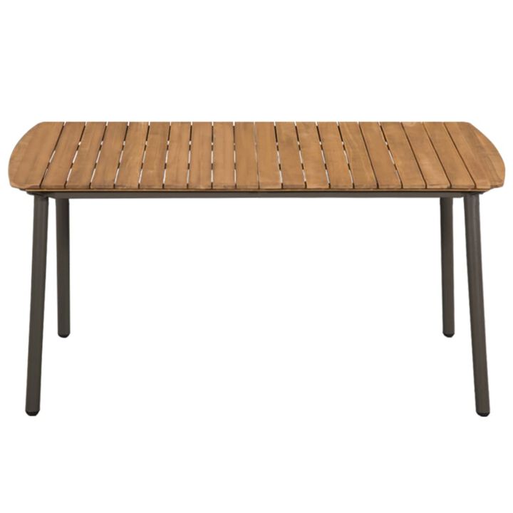 vidaXL Garden Table 59"x35.4"x28.3" Solid Acacia Wood and Steel