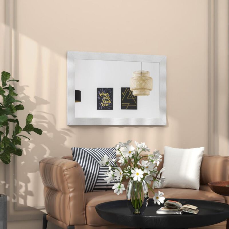 Hivvago Farmhouse Wall Mirror with Solid Wood Frame