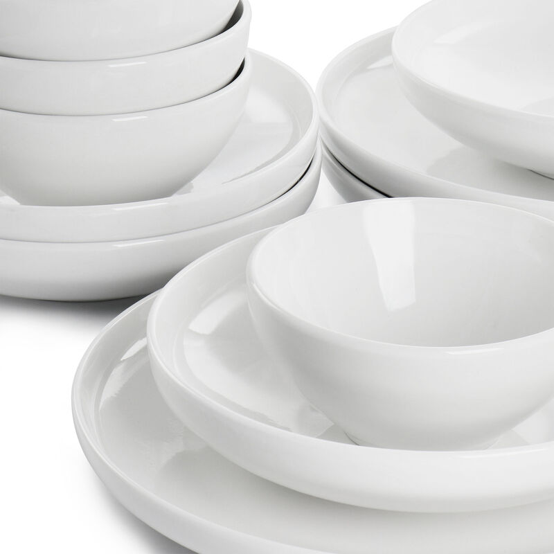 Gibson Home Oslo Peak 12 Piece Fine Ceramic Dinnerware Set in Bright White image number 7