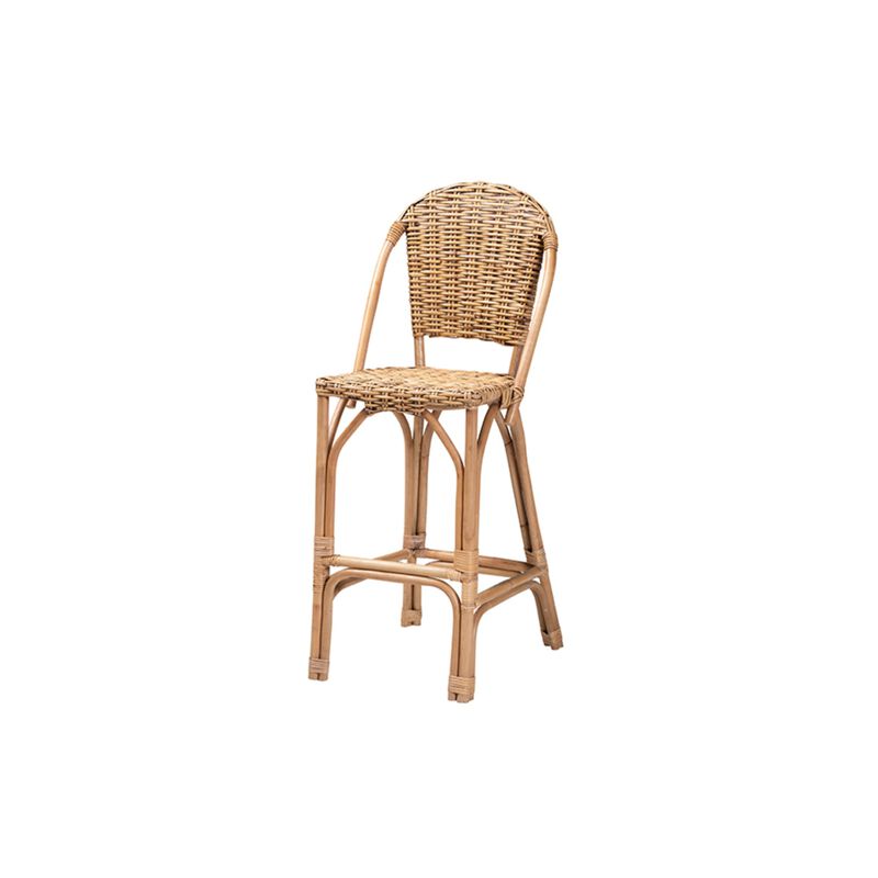 Baxton Studio Neola Modern Bohemian Natural Rattan Bar Stool