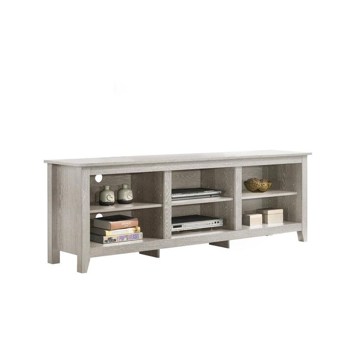 Benito Dusty Gray 70" Wide TV Stand with Open Shelves and Cable Management