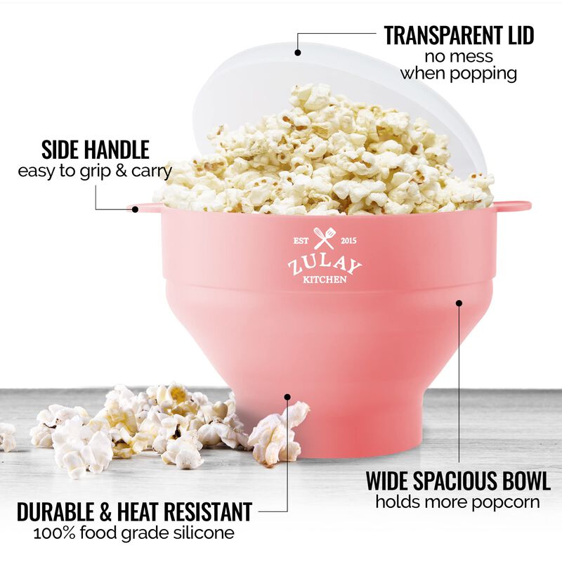 BPA Free Collapsible Silicone Popcorn Maker with Lid