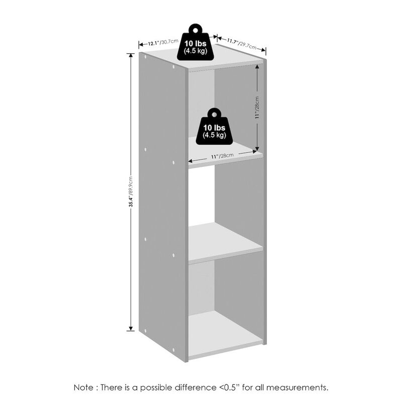 Pelli Cubic Storage Cabinet, Bookcase, Bookshelf, 3-Cube, White
