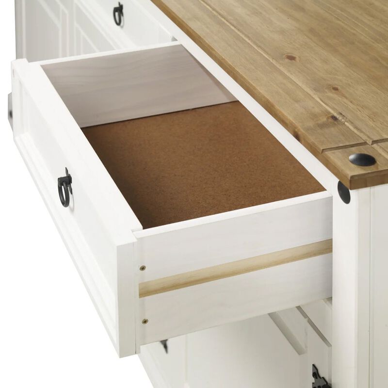 OS Home and Office Furniture Wood Buffet Sideboard in Distressed White