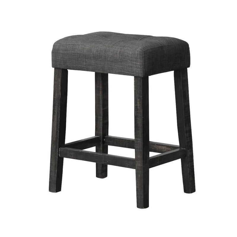 Best Master Furniture Yosef 24 Wood Counter Stool in Black Charcoal (Set of 2)