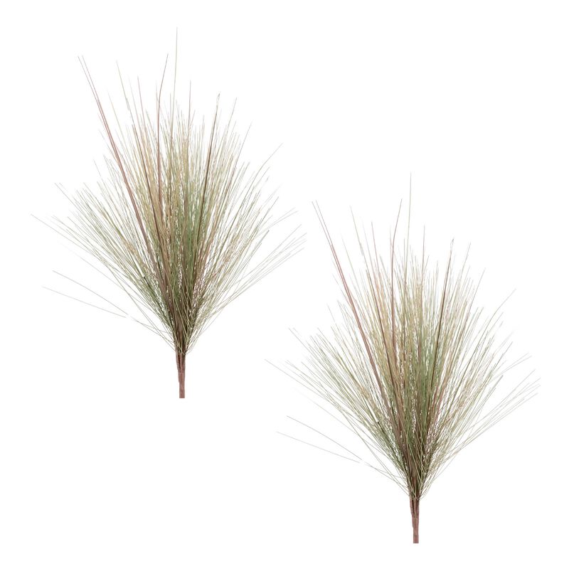 Set of 2 Grass Foliage Bush Stems for Vases, Planters, or Shelf Styling