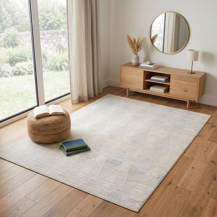 HomeRoots Geometric Distressed Area Rug