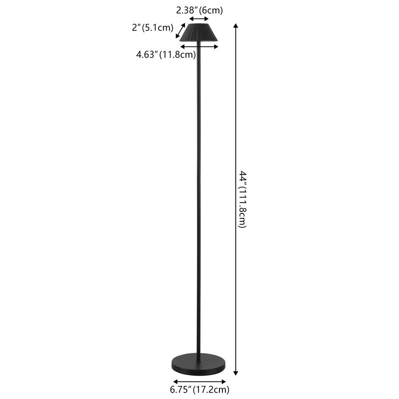 Mallory 44" Modern Minimalist Indoor/Outdoor Iron Pleated Shade Rechargeable/Cordless Dimmable Integrated LED Floor Lamp