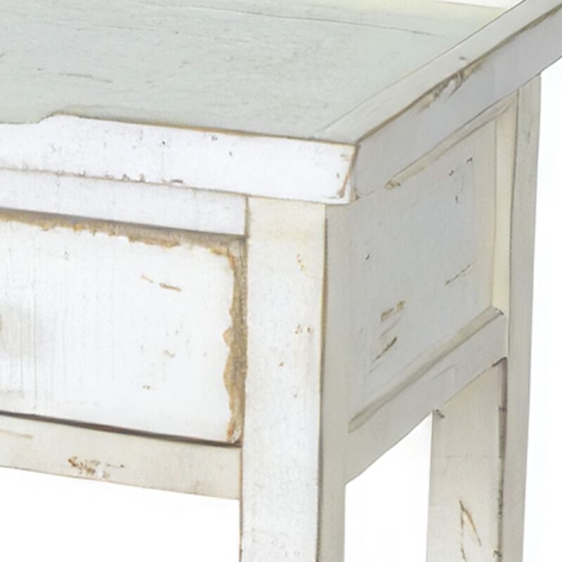 Rena Side End Table, 2 Drawers 1 Shelf, 28 Inch Rustic White Mahogany image number 2