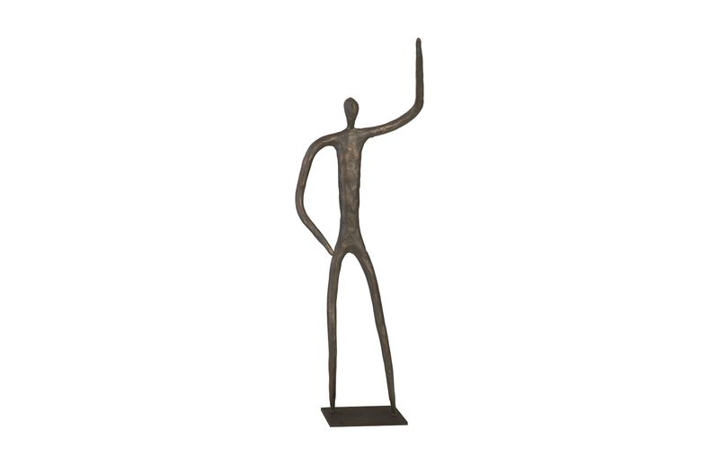 Abstract Arm Up Figure on Metal Base