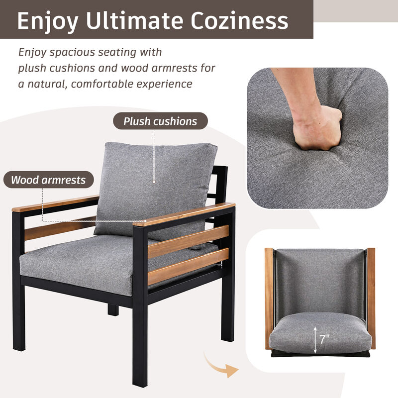 Merax Outdoor Patio Conversation Set Sofa Set for 5 People image number 4
