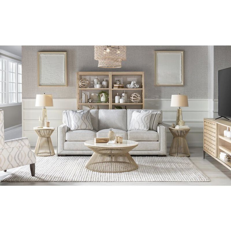 Legacy Classic Biscayne Rope Cocktail Table with Travertine Top