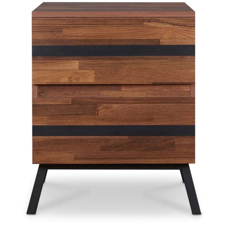 Homezia 18" X 20" X 23" Walnut And Sandy Black Particle Board End Table