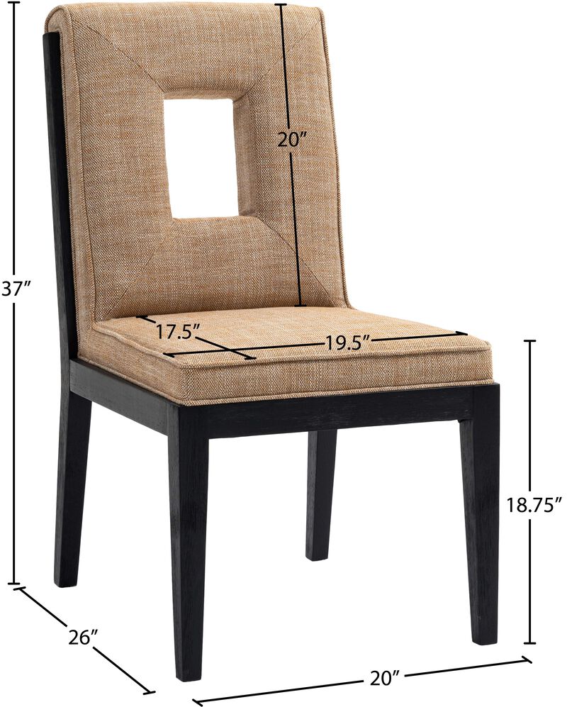 Meridian Furniture Gwendolyn Cognac Linen Textured Fabric Dining Side Chair, Set of 2