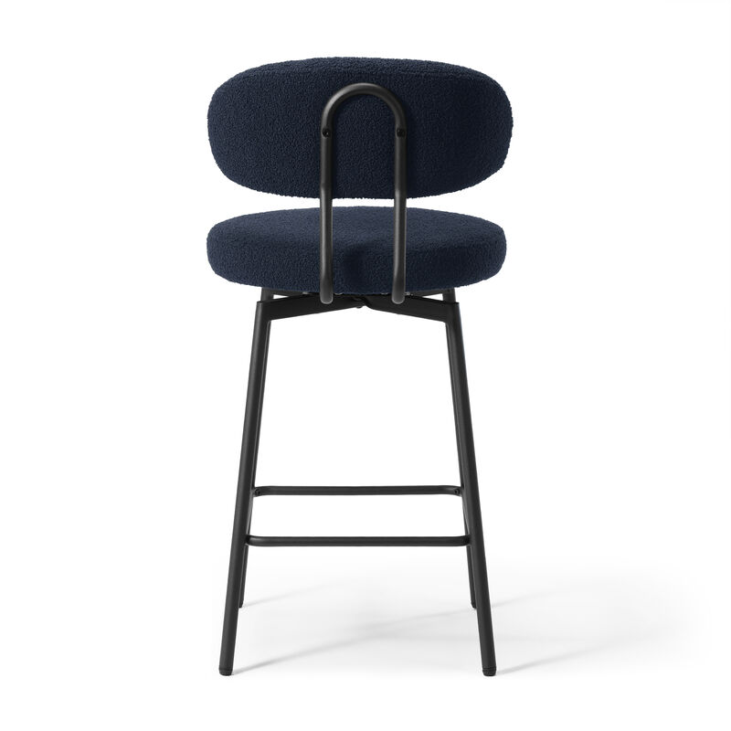 WestinTrends Modern Upholstered Sherpa Fabric Counter Height Bar Stools with Back (Set of 2) image number 4