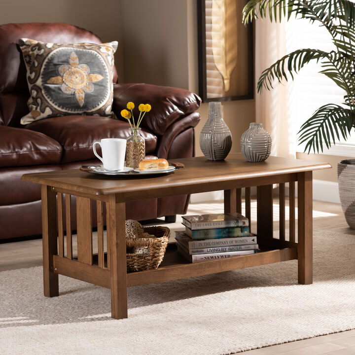 Baxton Studio Rylie Traditional Walnut Brown Finished Rectangular Wood Coffee Table