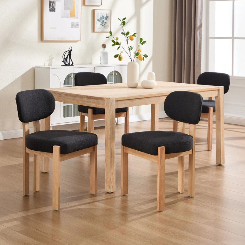 Envelor Farmhouse Chenille Upholstered Cane Leg Dining Chair, Set of 2 image number 4