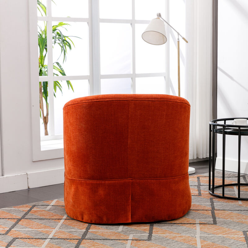 360-degree Swivel Accent Armchair Linen Blend Orange