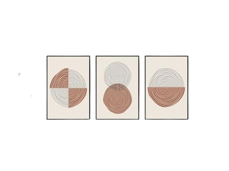 Abstract Wall Art Mid Century Modern 3 Pack Framed Crystal Porcelain Sun Moon image number 0
