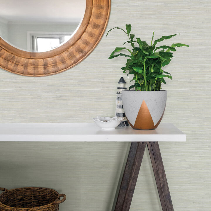 Waverly Light Grey Faux Grasscloth Wallpaper (Set of 2)