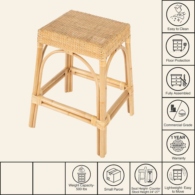 Butler Specialty Robias Rectangular Rattan 24.5" Counter Stool image number 9