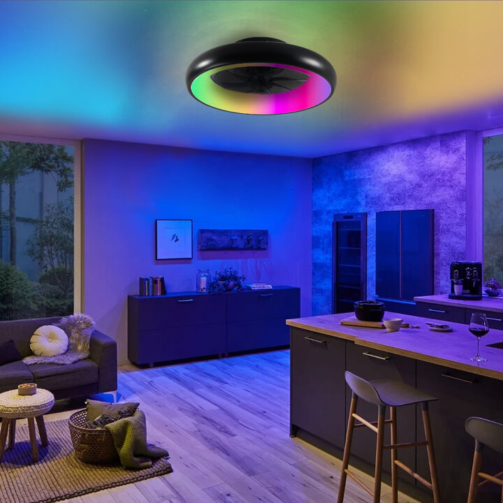 ELEMENT ACE 19 Inch Indoor Ceiling Fan with Integrated LED Light, Reversible DC Motor, Remote & App Control, Dimmable Lighting, 7 ABS Blades, Quiet Operation for Bedroom Kitchen Home Office Nursery
