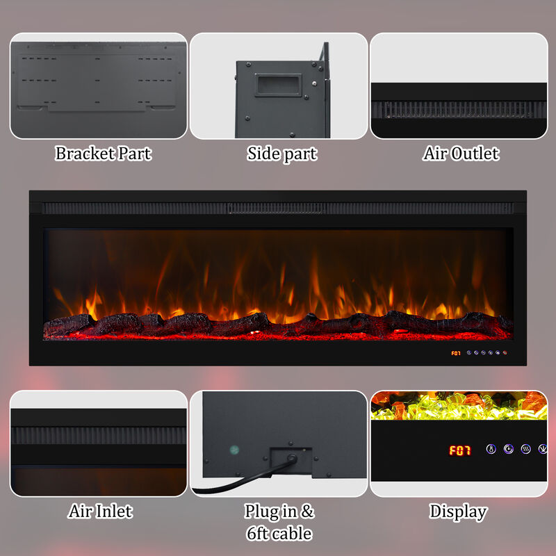 42 Inch Linear Electric Fireplace with Remote Controlled image number 4