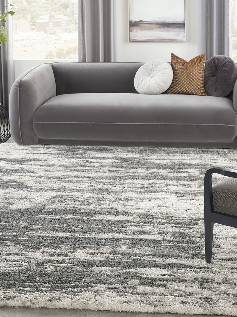 Dreamy Shag DRS02 Charcoal/Ivory 9' x 12' Rug