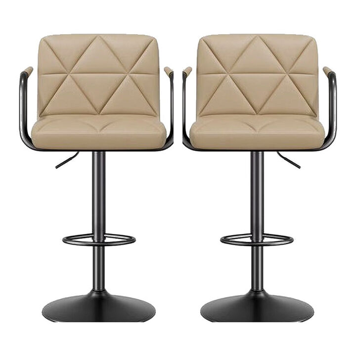 Leather Swivel Bar Stools Set of 2, Adjustable Height Square Counter Stools with Back & Iron Frame, 360&deg; Kitchen Island Chairs for Outdoor, Home Bar, Hotel