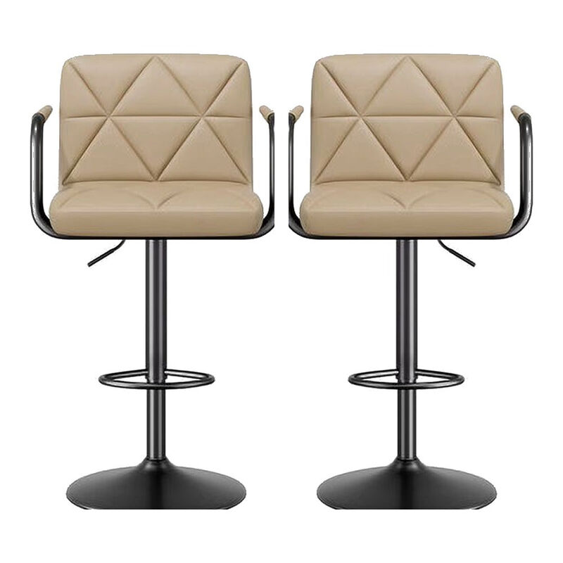 Leather Swivel Bar Stools Set of 2, Adjustable Height Square Counter Stools with Back & Iron Frame, 360&deg; Kitchen Island Chairs for Outdoor, Home Bar, Hotel image number 0