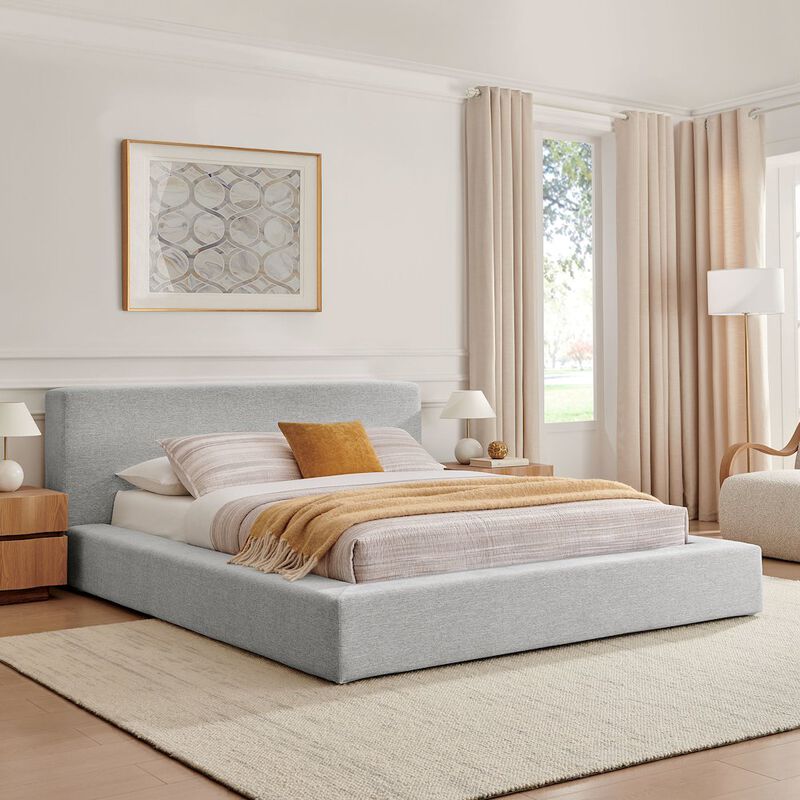 Luma Chenille Upholstered King Platform Bed Frame image number 7