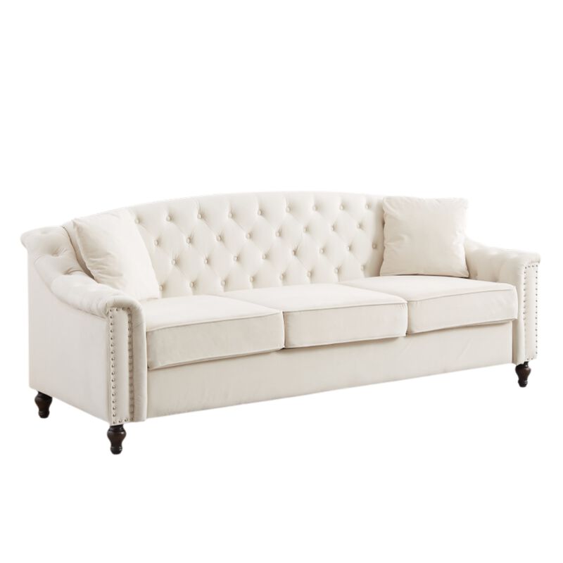 Snump 82" Velvet Chesterfield Sofa image number 8