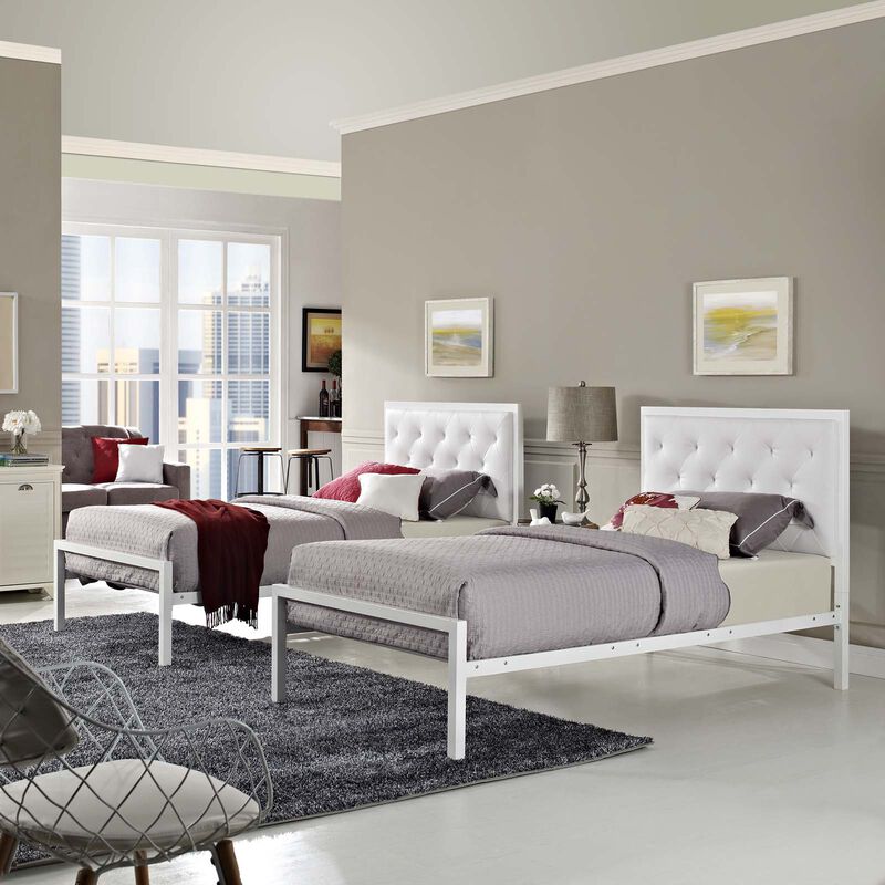 Modway - Mia Twin Vinyl Bed White White image number 9