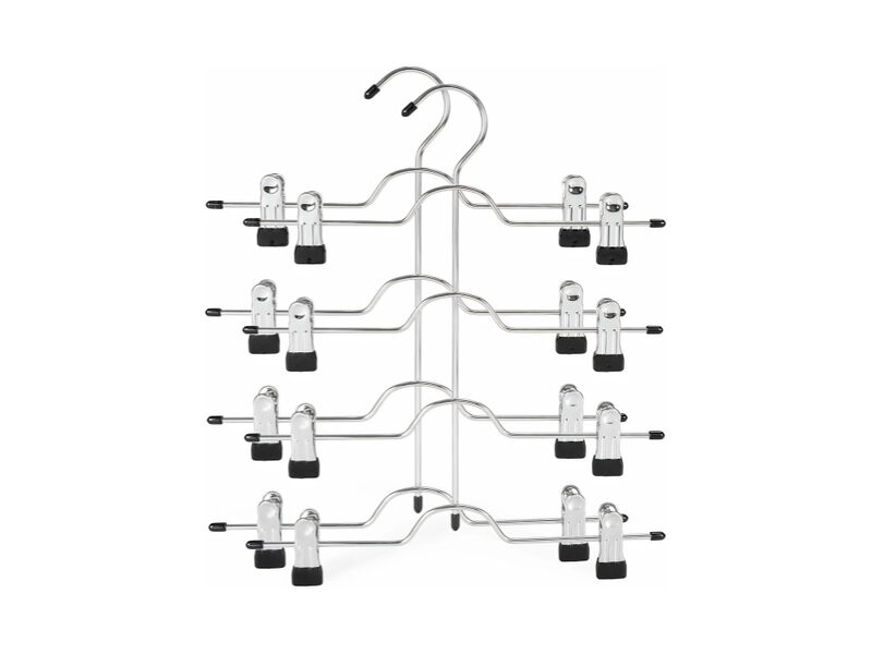 4-Tier Metal Skirt Hangers for Women | Adjustable Pants Space-Saving Hangers image number 0