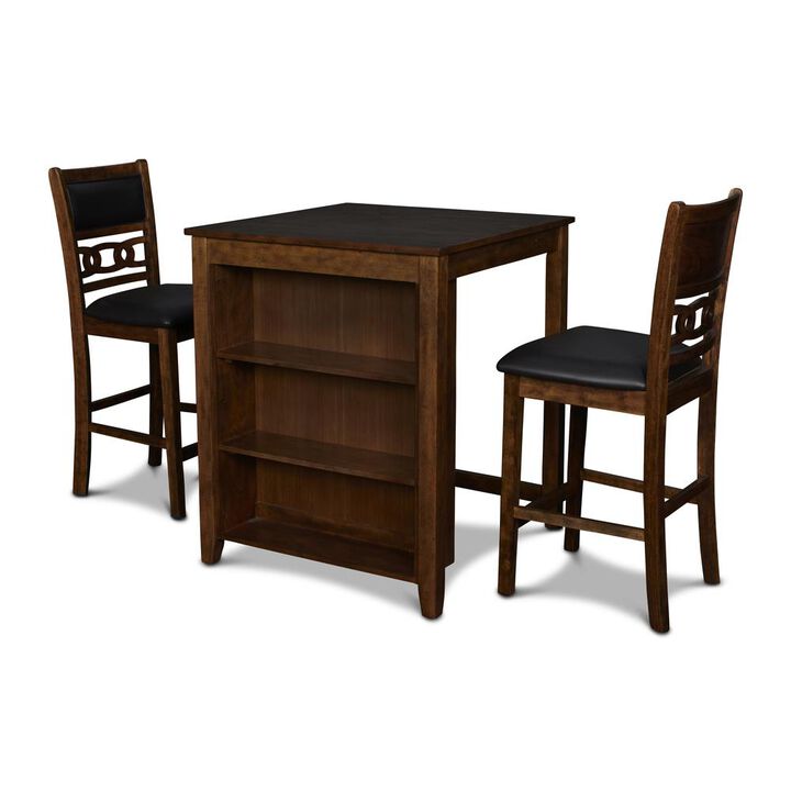 New Classic Furniture Furniture Gia Solid Wood Counter Table  2 Chairs in Brown