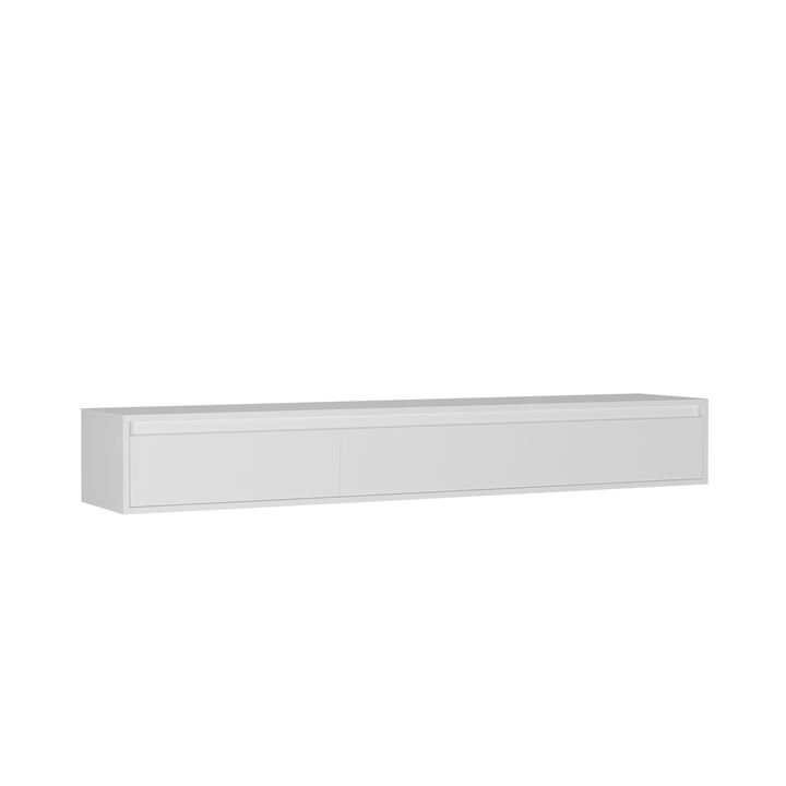 GOODSILO Floating TV Stand with LED Lights and Power Outlet, High Gloss Wall Mounted Storage Cabinet for Living Room Entertainment