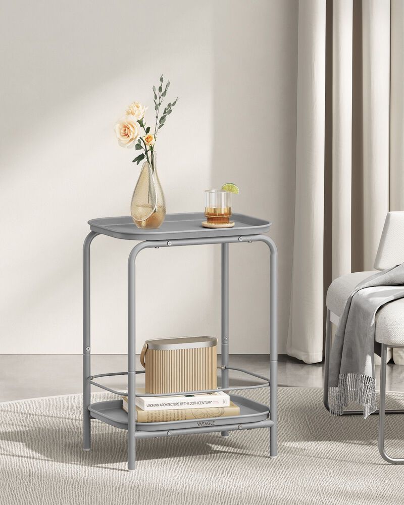 Storage Coffee Table with Metal Frame &ndash; 2-Tier Design with Functional Tray Top for Compact Spaces
