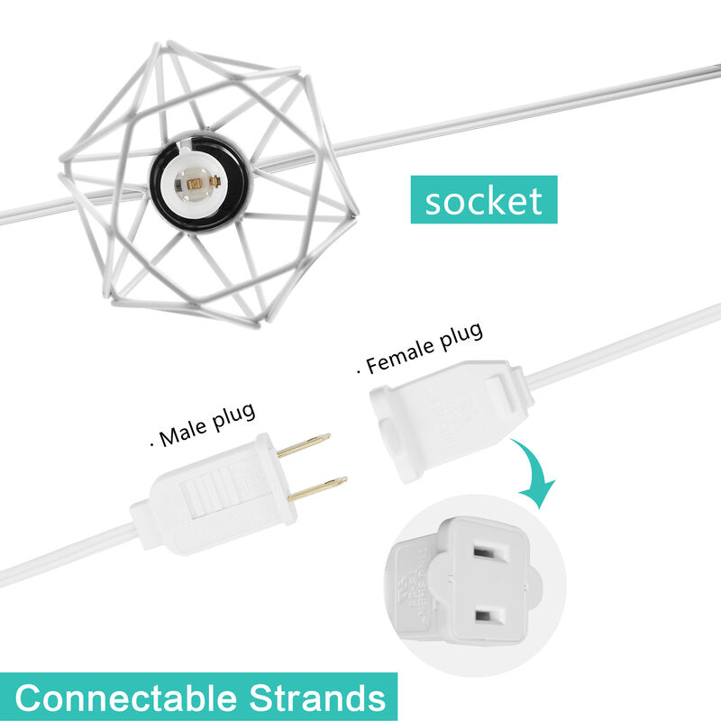 10-Light Indoor/Outdoor 10 ft. Contemporary Transitional Incandescent G40 Diamond Cage String Lights