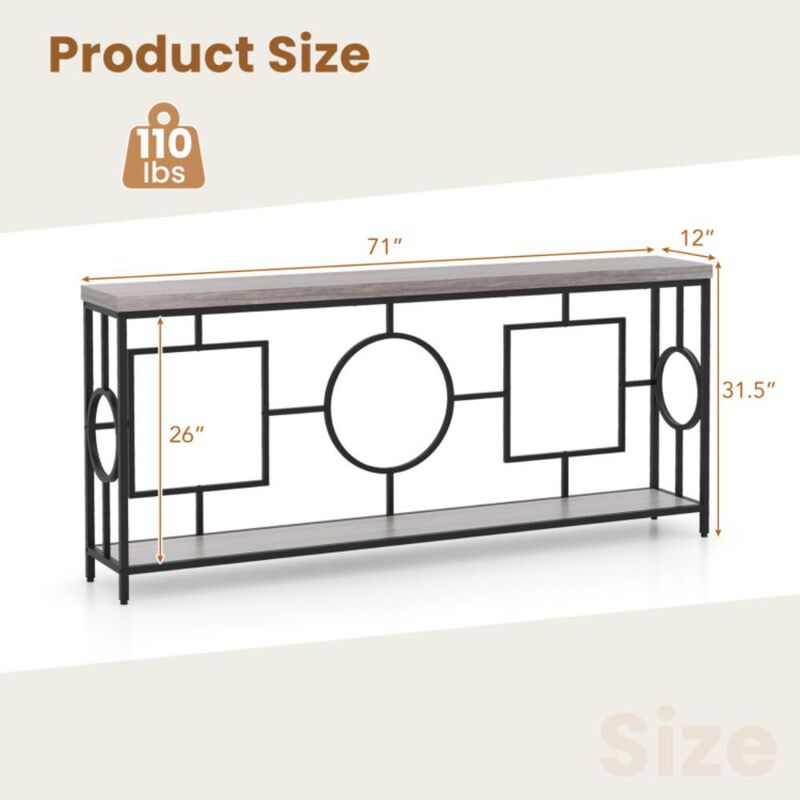 Hivvago 2-Tier Faux Marble Top Console Table with Storage Shelf for Hallway