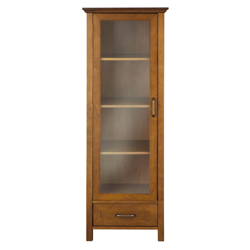 Teamson Home Avery Linen Cabinet with 1 Door and 1 Bottom Drawer - Wood veneer with Oil Oak finish